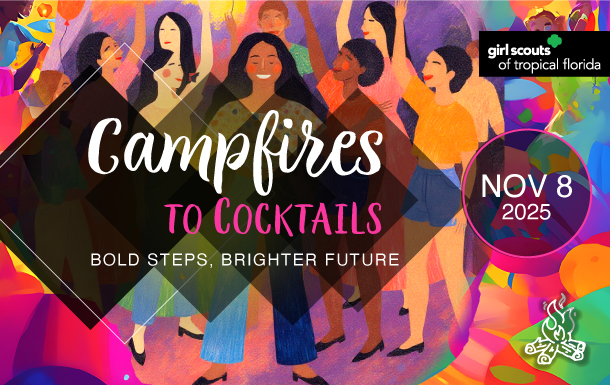 Girl scout campfires to cocktails invitation graphic