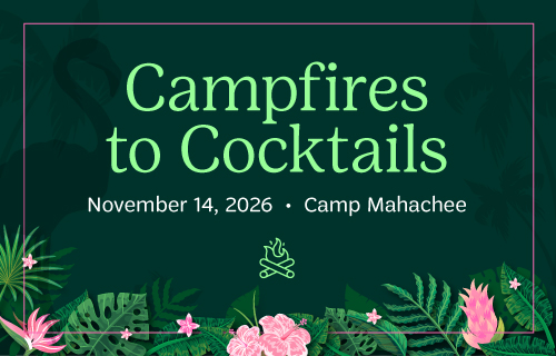 Campfires to cocktails invitation graphic