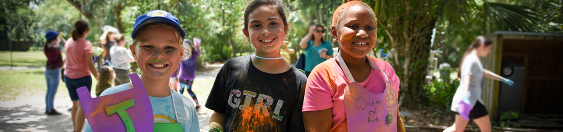  Group of girls taking part in a Girl Scout activity 