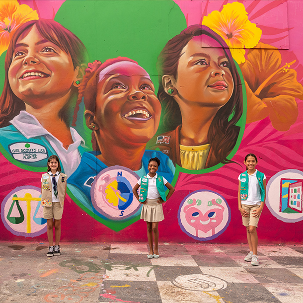 Three girls at camp mahachee with face paint