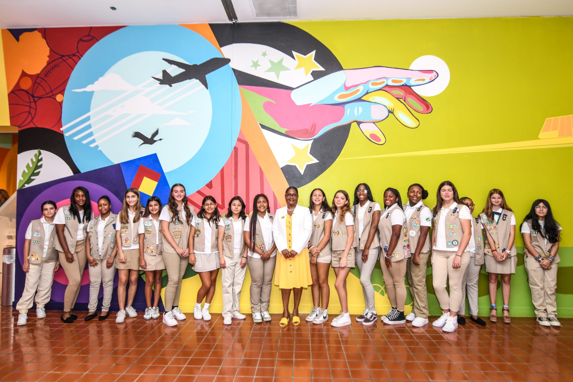  Miami Gold Award Girl Scouts posing with certificates after ceremony 